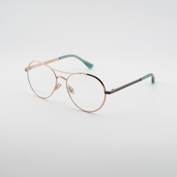 Jimmy Choo JC244 0OGA 00 Eyeglasses Gold/Teal 56mm Round Frame - Picture 1 of 10